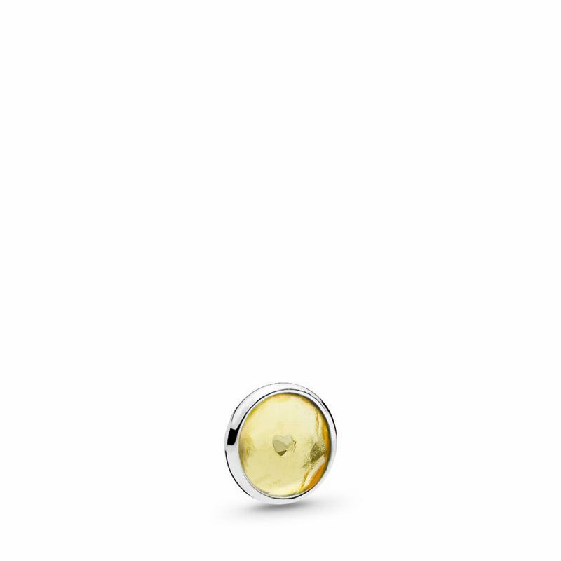 Pandora November Droplet Petite Locket Charm - Sterling Silver/Citrine - Canada | OY3350MF